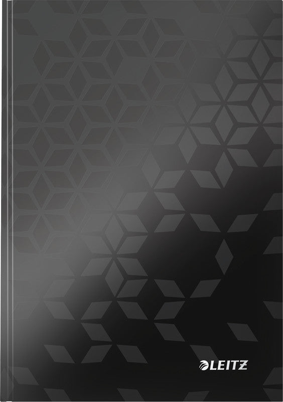 Leitz Notizbuch A5, liniert, Fadenheftung, Karton, 160 Seiten, 90 g/m² – schwarz