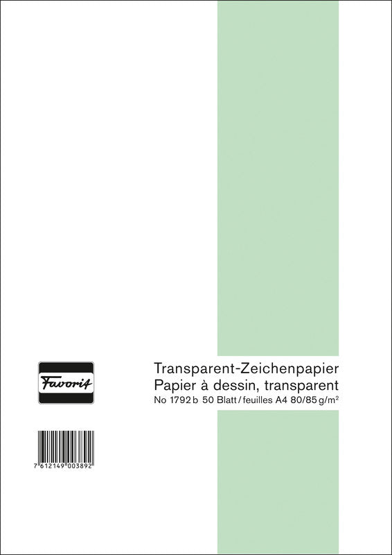 Favorit Transparentpapier – A4, 85 g/m², weiss transparent, 50 Bogen, für universal
