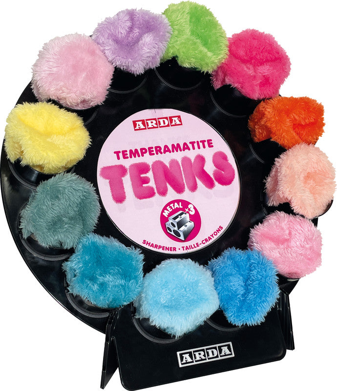 ARDA Spitzer – manuell, 2-Loch, mit Behälter, für Blei- & Buntstifte Ø 7,8, 8 und 11 mm, assortiert, Tenks
