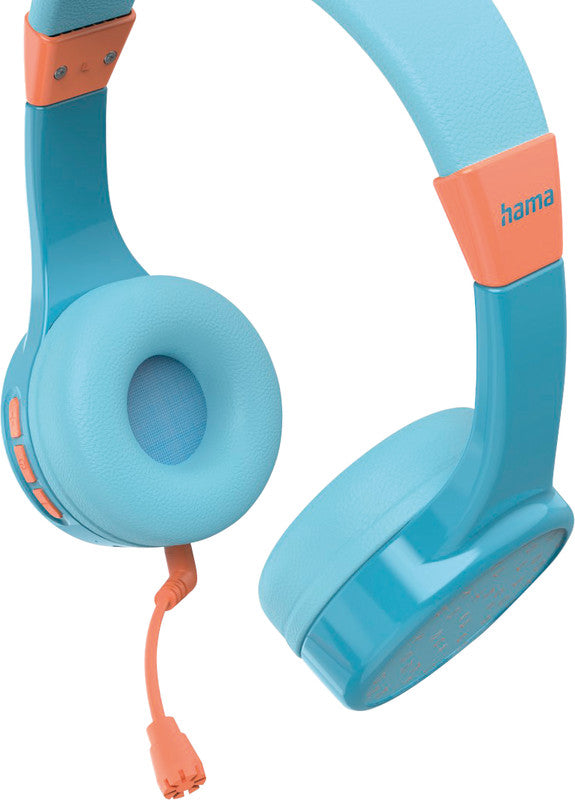 Hama Teens Guard II – On-Ear Headset – Bluetooth, max. 85 dB, Abnehmbares Mikrofon – Blau/Orange – bis 50 h