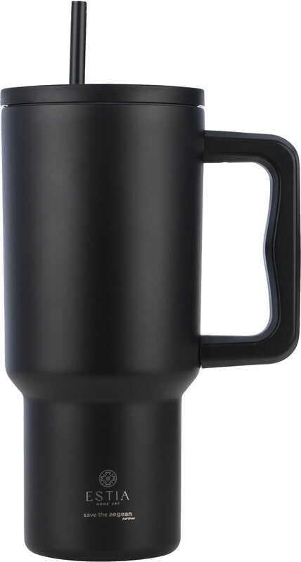 Estia Thermobecher – 9 dl – Edelstahl, isoliert, Schraubverschluss – Midnight Black