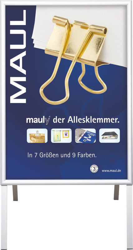 MAUL Plakatständer – für A1 hoch, silber, Metall/Kunststoff, 624×756×1115 mm