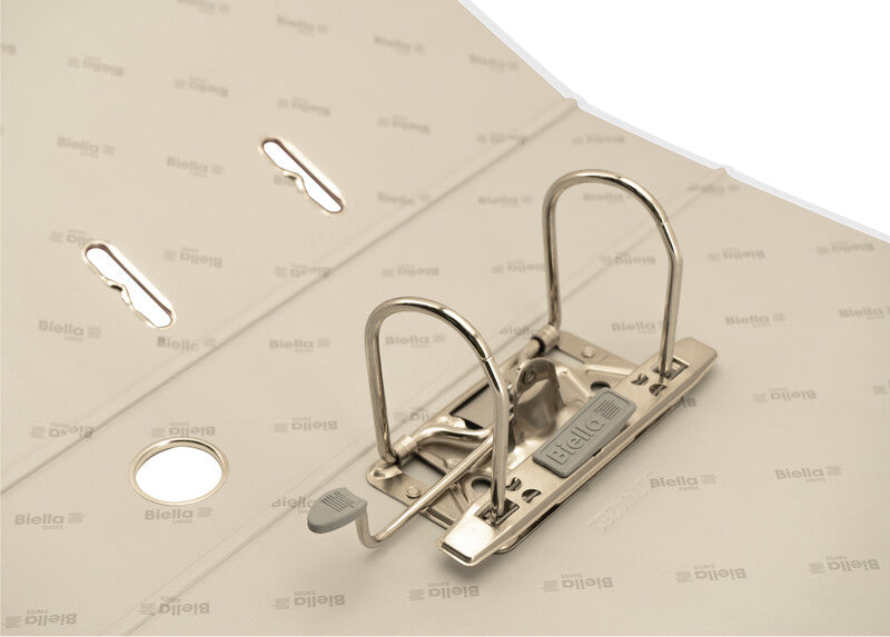 Biella Ordner – A4 hoch – 2-Ring Hebelmechanik, Rücken 70 mm – mit Niederhalter, mit Raumsparösen, FSC