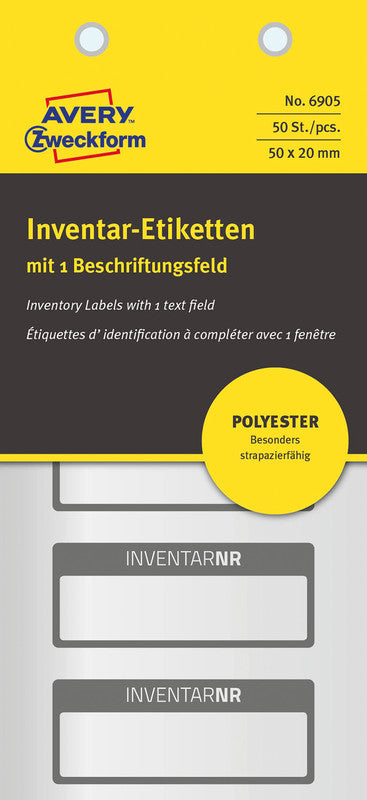 Avery Schuletiketten – 50 × 20 mm, Abgerundete Ecken, 50 Stk, 10 Bogen, Folie