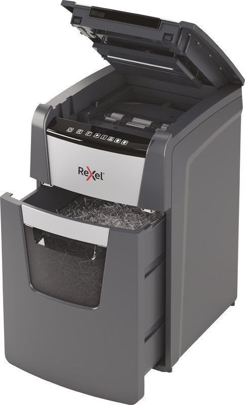 Rexel Optimum AutoFeed+ 130M – Aktenvernichter mit Autofeed 130 Blatt, DIN P-5, Mikroschnitt 2 × 15 mm, 6 Blatt