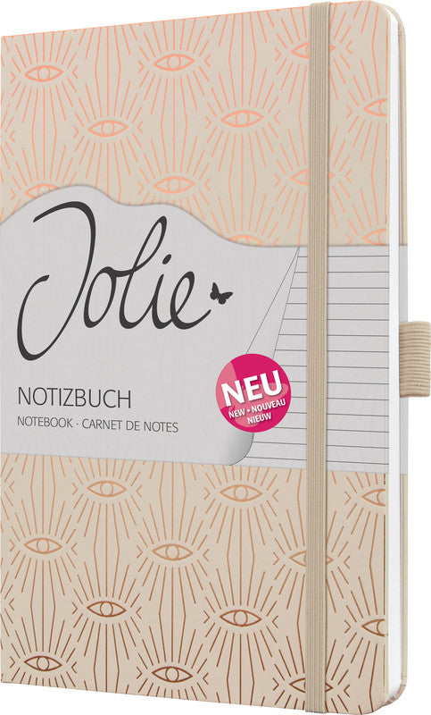 Sigel Notizbuch JOLIE Flair, A5, liniert, Fadenheftung, Karton, 174 Seiten, perforiert, 80 g/m² – beige