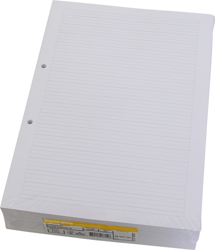 Ingold-biwa Notizbuch-Einlagen A4, liniert 5 mm, mit Rand, 2-fach gelocht, 90 g/m² – 500 Blatt