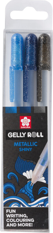 Sakura Gelly Gelschreiber 3er Set – 3 Farben, 0,5 mm, schnelltrocknend, für dunkles Papier, Kappe