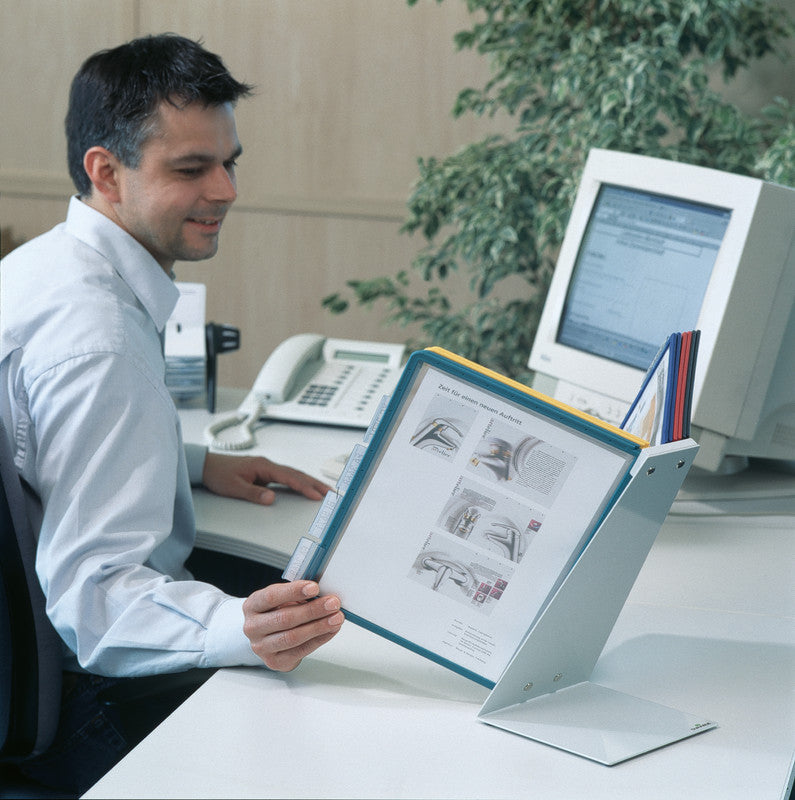Durable Sichttafelsystem Vario Table 10 – für A4, 10 Fächer, Grau, Metall/Kunststoff, 270×165×395 mm