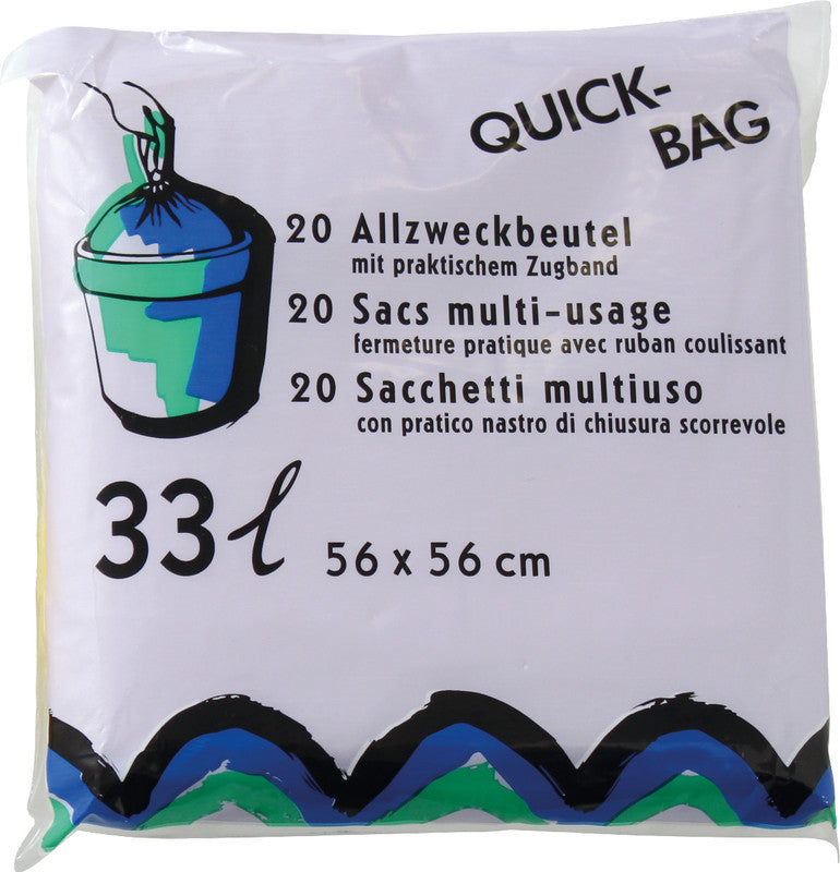 Noname Beutel Quickbag – 33 L, Kunststofffolie, transparent, recyclingfähig – 20 Stück