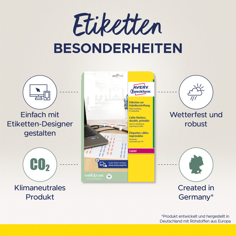 Avery Schuletiketten – Rechteck, permanent haftend, Weiss, 480 Stk
