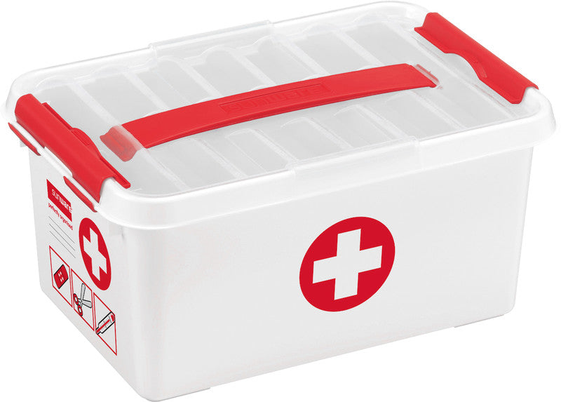 Helit die q-line Aufbewahrungsbox 6 l – mit Tragegriff, stapelbar, 300 × 145 × 200 mm, weiss, Kunststoff