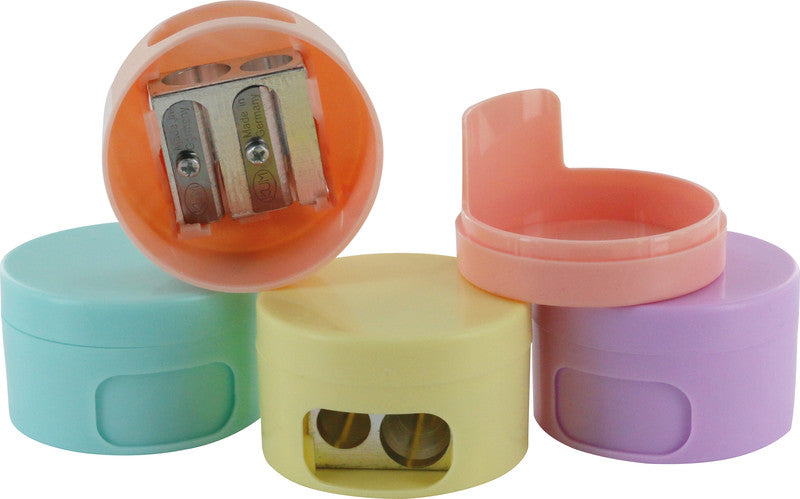 Kum Spitzer – manuell, 2-Loch, mit Behälter, für Blei- & Buntstifte, Ø 8 und 11 mm, Kunststoff, assortiert