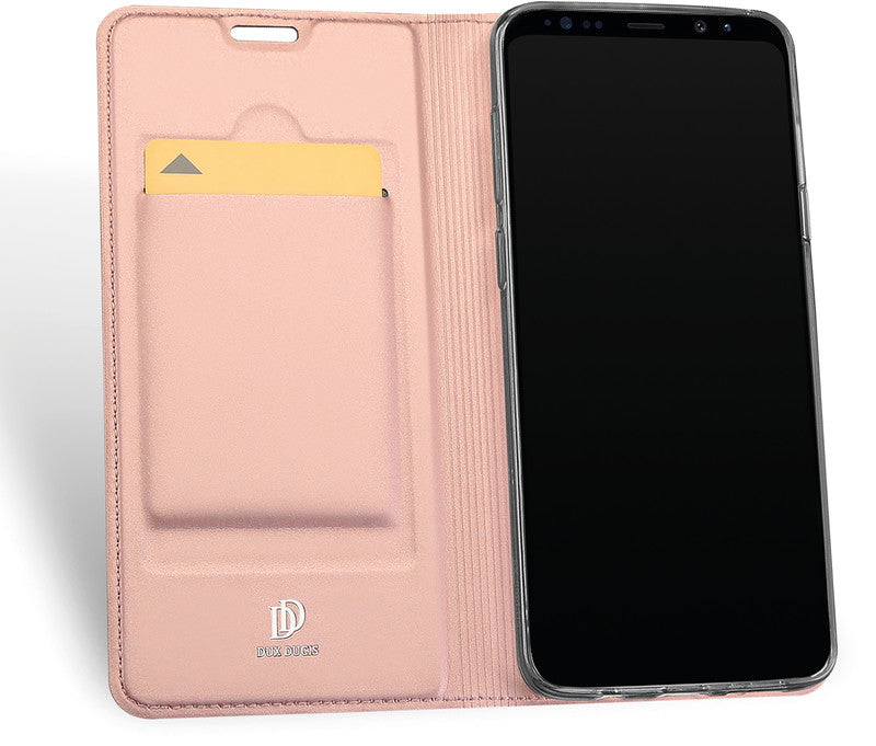 Dux Ducis Booklet-Hülle – für Samsung Galaxy S9+ – Roségold – Kunstleder – mit Kartenfach, Magnetverschluss