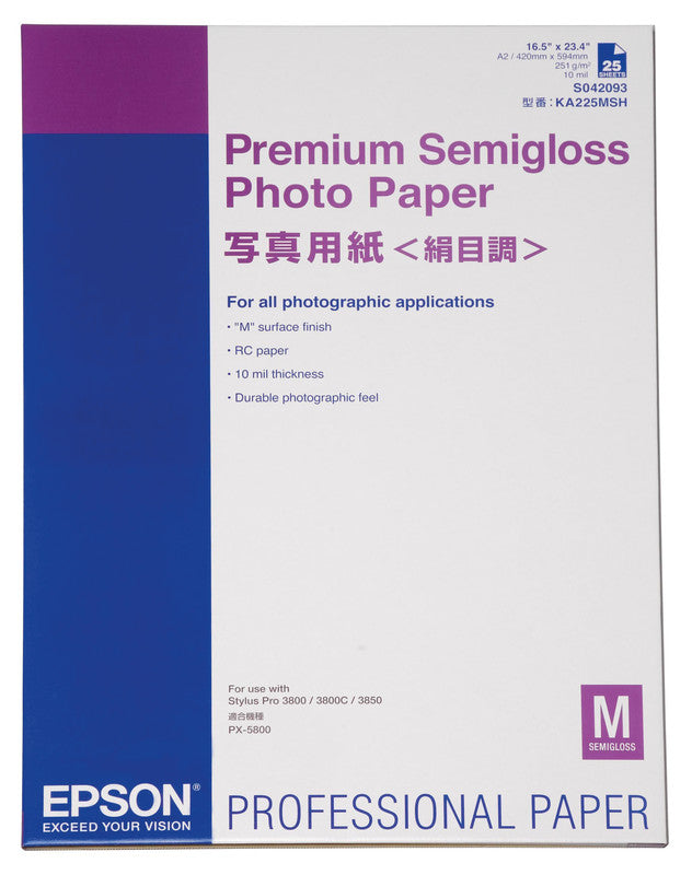 Epson Premium Semigloss Fotopapier – seidenmatt, A2, 250 g/m², einseitig – für Inkjet-Drucker