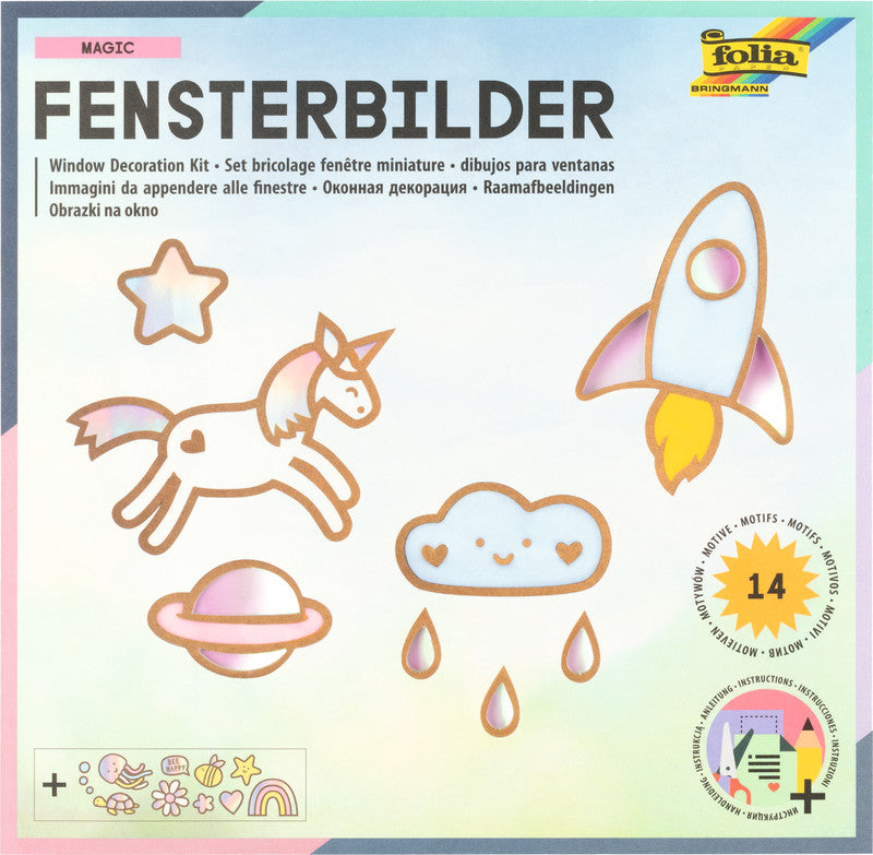Folia Fensterbilder-Set Magic – 10 gestanzte Vorlagen – 220 × 220 × 4 mm