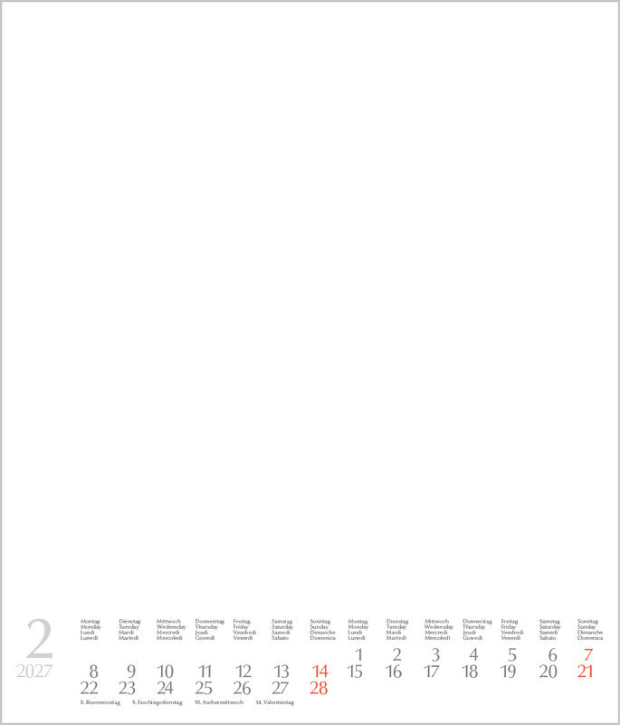 Korsch Bastelkalender 2027 – 30 × 35 cm – mit Tagesfeldern, mit Aufhänger