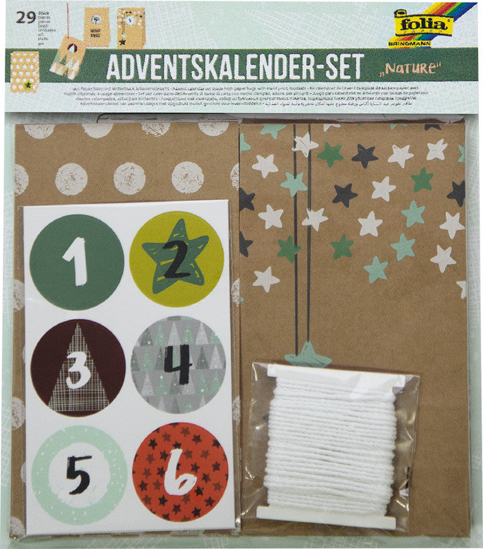 Folia Adventskalender-Set – 24 Papiertüten – 100 × 175 × 55 mm