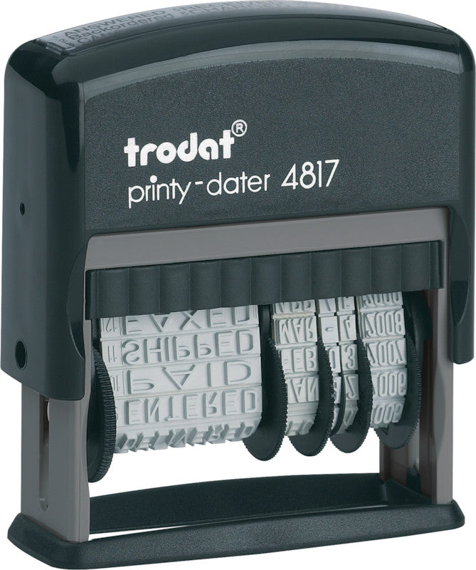 Trodat Motivstempel Printy 4817 – 12er-Set, selbstfärbend, Kunststoff, 48 × 3,8 mm, Deutsch