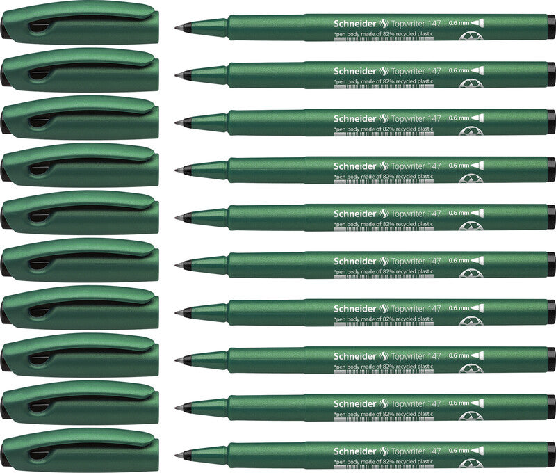 Schneider Schreibgeräte Topwriter 147 Fineliner – 10er-Set – Schwarz