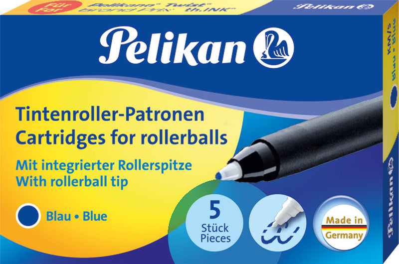 Pelikan Rollerpatronen Grand Prix für Pelikano, Twist – blau, 0,3 mm, geruchsarm, 5 Stk.