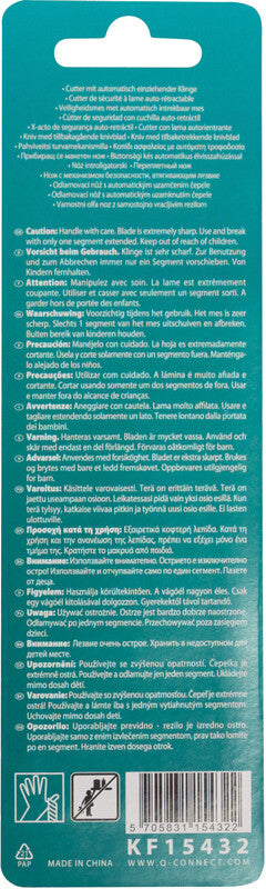 Q-CONNECT Sicherheitscutter – 18 mm, linkshändergeeignet, gelb, inkl. 1 Klinge