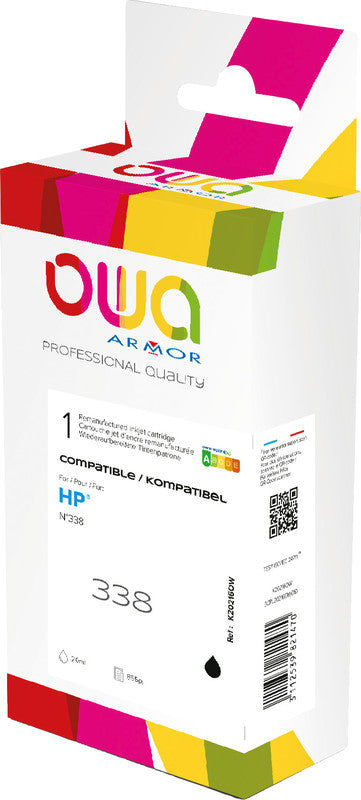 Owa Tintenpatrone 338, Schwarz, 20 ml, Kompatibel – für Inkjetdrucker und Multifunktionsgeräte