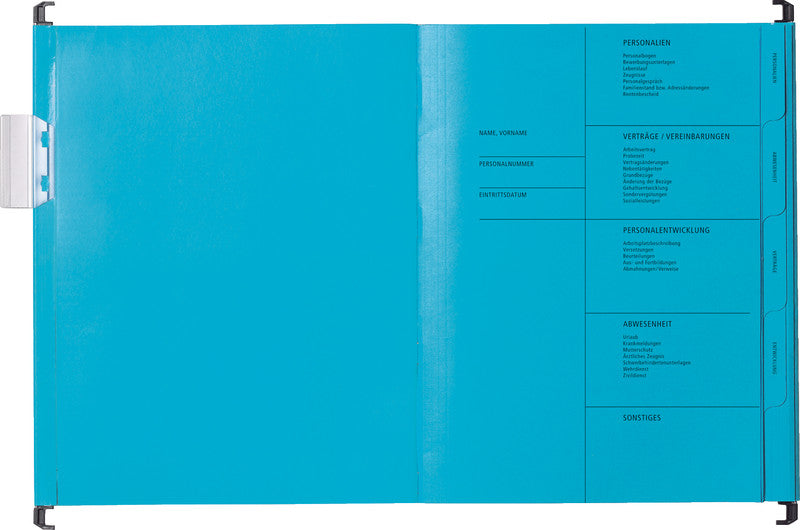 Pagna Hängeordner für A4 – Karton, Blau, 345 × 245 mm, mit Vordruck