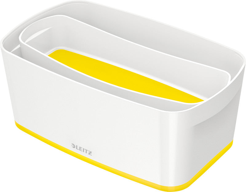 Leitz Aufbewahrungsbox – Kunststoff, Weiss/Gelb, 31,8 × 12,8 × 19,1 cm