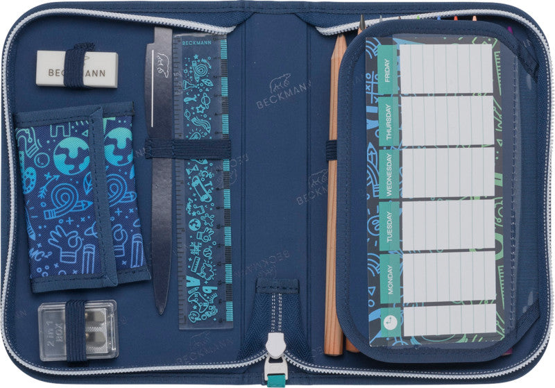 Beckmann Classic 1st Etui mit 2 Klappen, gefüllt, 21-teilig – Science – Kunststoff – 20,5 × 13,3 × 3,8 cm