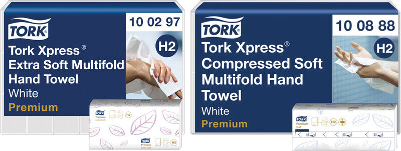 Tork Falthandtuch – W-Falz, 2-lagig, Zellstoff, Weiss, 212 × 320 mm, für Tork H2 System, 170 Stk.