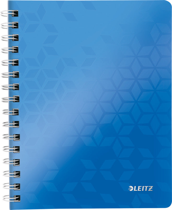 Leitz Collegeblock – A5 – 80 Blatt – 80 g/m² – Doppelspirale, Einstecktasche, Stiftschlaufe, Blau, FSC