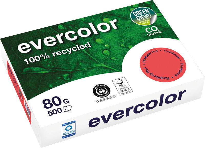 Clairefontaine Kopierpapier – A4, 80 g/m², Himbeerrot – für Inkjet/Laser/Kopierer – FSC – 500 Blatt