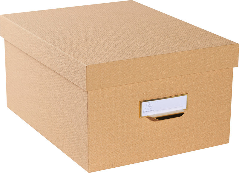 Exacompta Office by Me Archivschachtel A4+ – mit Griffloch, stapelbar, beige, Karton, 3er Set
