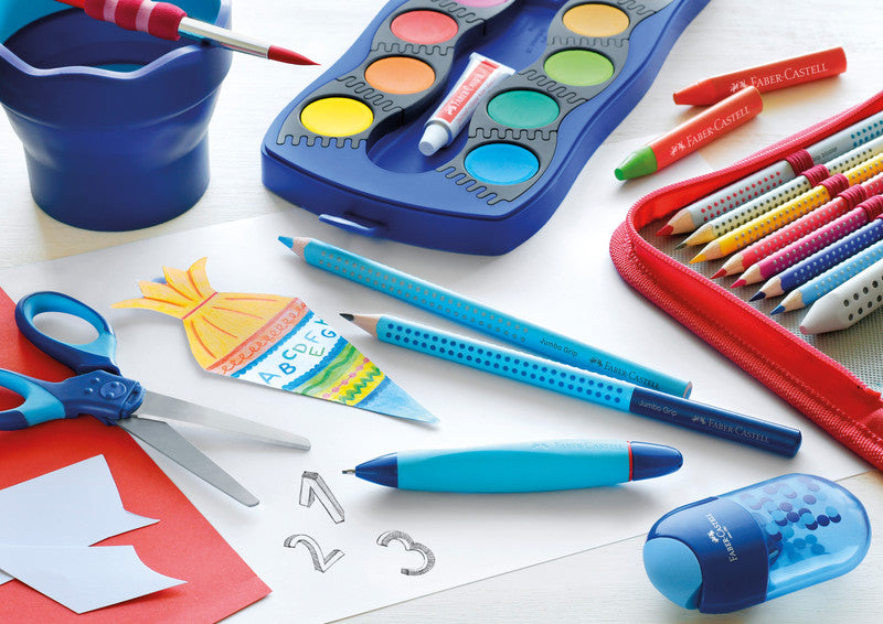 Faber-Castell Aquarellfarbstifte Jumbo Grip – 12 Farben, im Kartonetui, Ø 5,3 mm, dreikantig, FSC