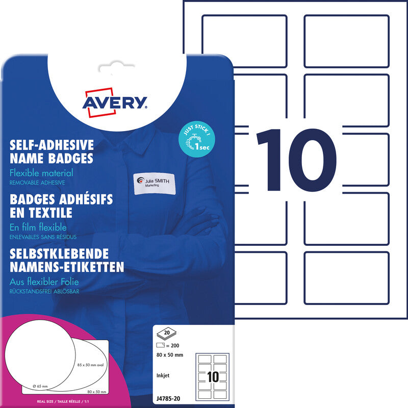 Avery Etiketten J4785-20, weiss, selbstklebend