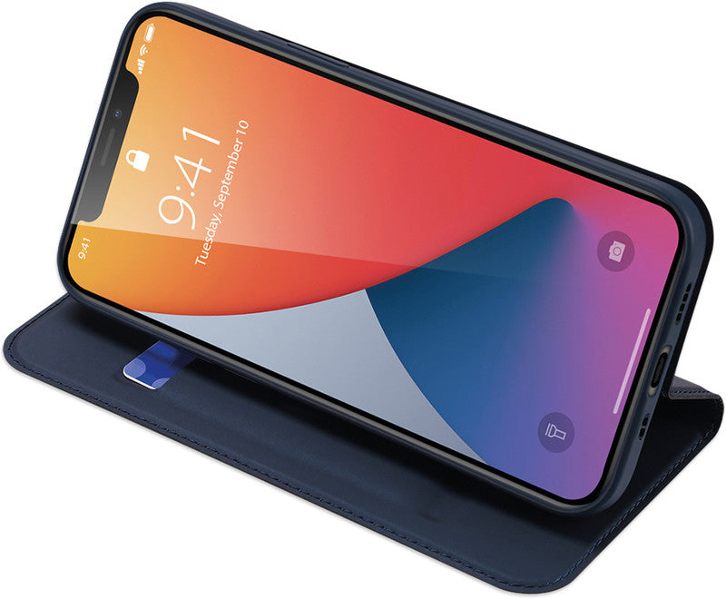 Dux Ducis Booklet-Hülle – für Apple iPhone 12 mini – blau – Kunstleder – mit Kartenfach, Magnetverschluss