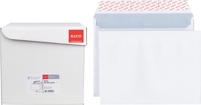 Elco Seitenfaltentasche B4, Selbstklebend, Weiss, 120 g/m², 20 mm Falte – 200 Stk.