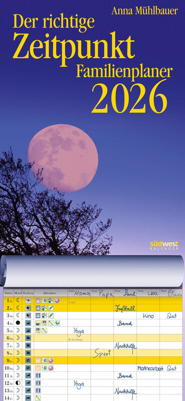 Südwest Familienplaner Der richtige Zeitpunkt – für Familien – 5 Spalten – 2026 – 22,4 × 48,5 cm