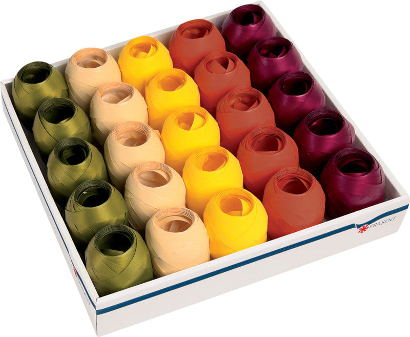 Präsent Geschenkband Eiknäuel – Opak – 10 mm × 20 m – Kunststoff, sortiert