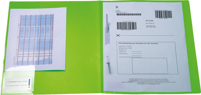 HERMA Schnellhefter Neon – A4, PP, Neongrün, Sichttasche