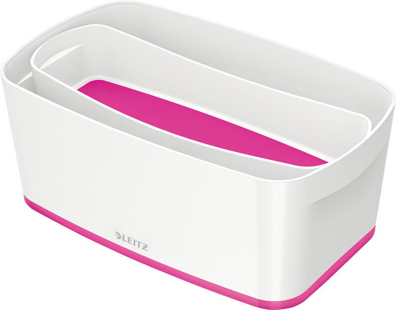 Leitz Aufbewahrungsbox MyBox – ABS-Kunststoff, weiss/pink, 31,8 × 12,8 × 19,1 cm