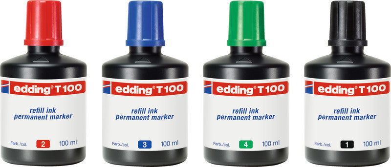 Edding Nachfüllfarbe für Edding Permanent Marker – rot, wasserfest, lichtbeständig, geruchsarm, 30 ml