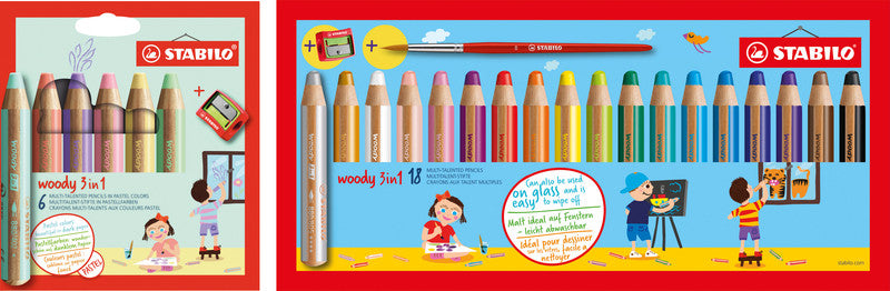 STABILO 3-in-1 Farbstifte woody – 6 Farben, im Kartonetui, Ø 4,2 mm, PEFC