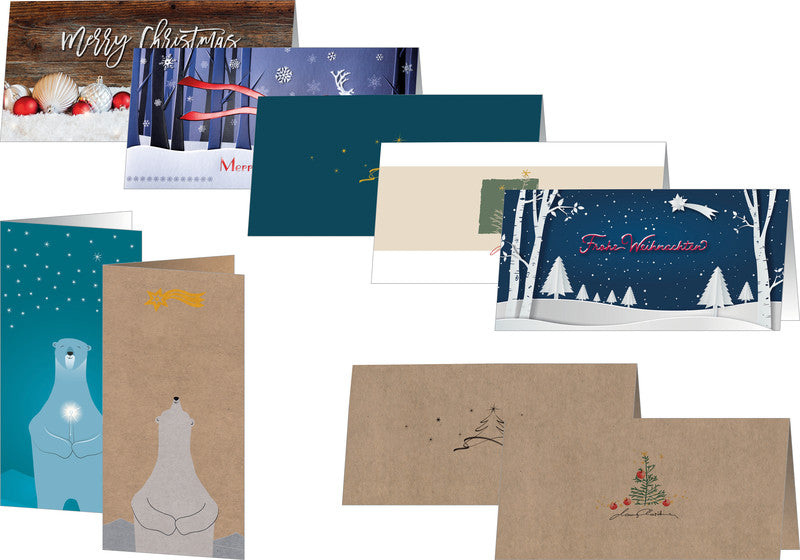 Sigel Grusskarte Christmas Forest Watercolor – 220 × 110 mm – mit Umschlägen, für Inkjet/Laser/Kopierer