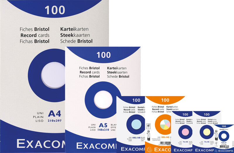 Exacompta Karteikarte A7 quer, blanko, weiss, 205 g/m², Karteikarton – 100 Stück