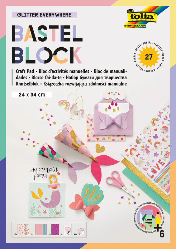 Folia Motivblock, Glitter Everywhere – 240 × 340 mm – sortiert – 27 Blatt