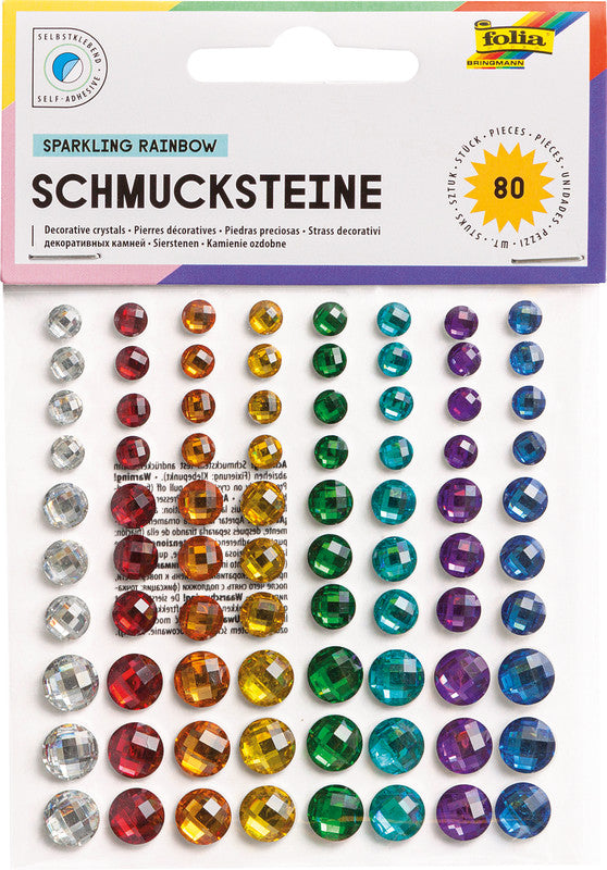 Folia Schmucksteine – 80 Stück – selbstklebend – sortiert