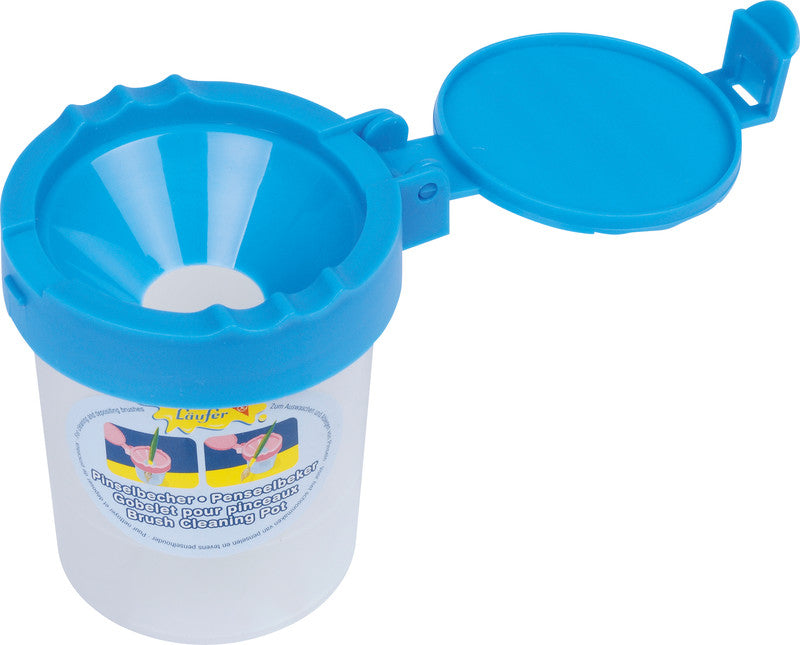 Laufer 86401 – Pinselbecher – Kunststoff, Ø 55/70 × 80 mm, 5 Farben, 10er-Set, mit Deckel