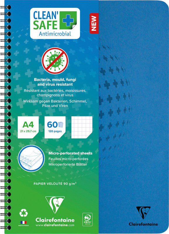 Clairefontaine Spiralheft A4, kariert (5 mm), 60 Blatt, mikroperforiert, 90 g/m² – blau